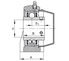 直立式軸承座單元 RASEY25-TV-VA, 塑料軸承座,內圈帶平頭螺釘的外球面球軸承,耐腐蝕設計,R密封 直立式軸承座單元 RASEY25-TV-VA, 塑料軸承座,內圈帶平頭螺釘的外球面球軸承,耐腐蝕設計,R密封