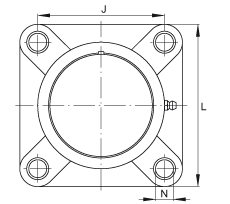 軸承座單元 PCJ40-TV-FA125.5, 四孔塑料軸承座，帶偏心鎖圈的外球面球軸承，帶 Corrotect? 涂層，P型密封