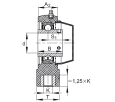 吊裝式軸承座單元 RTUEY35-TV-VA, 塑料軸承座,內圈帶平頭螺釘的外球面球軸承,耐腐蝕設計,R 型密封 吊裝式軸承座單元 RTUEY35-TV-VA, 塑料軸承座,內圈帶平頭螺釘的外球面球軸承,耐腐蝕設計,R 型密封
