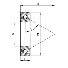 推力角接觸球軸承 BSB030062-T, 單向，接觸角 α = 60°，限制公差
