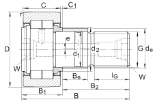螺栓型滾輪 NUKRE52, 軸向引導(dǎo),滿裝圓柱滾子,帶偏心擋圈,兩側(cè)迷宮密封 螺栓型滾輪 NUKRE52, 軸向引導(dǎo),滿裝圓柱滾子,帶偏心擋圈,兩側(cè)迷宮密封