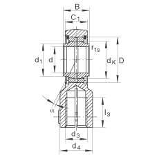液壓桿端軸承 GIHNRK20-LO, 根據(jù) DIN ISO 12 240-4 標(biāo)準，帶右旋螺紋夾緊裝置，需維護