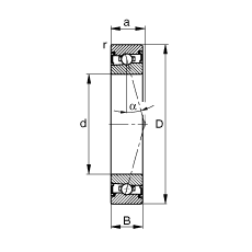 主軸軸承 HSS7011-C-T-P4S, 調節，成對安裝，接觸角 α = 15°，兩側唇密封，非接觸，加嚴公差
