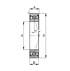 主軸軸承 HCS7010-C-T-P4S, 調節，成對安裝，接觸角 α = 15°，兩側唇密封，非接觸，限制公差