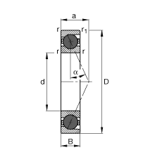 主軸軸承 HCB71919-E-T-P4S, 調節，成對或單元安裝，接觸角 α = 25°，陶瓷球，限制公差