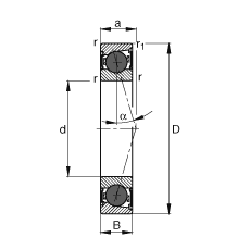 主軸軸承 HCB71919-C-2RSD-T-P4S, 調節，成對或單元安裝，接觸角 α = 15°，陶瓷球，兩側唇密封，非接觸，限制公差