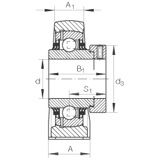 直立式軸承座單元 TSHE20-N, 鑄鐵軸承座,帶偏心鎖圈的外球面球軸承,T 型密封 直立式軸承座單元 TSHE20-N, 鑄鐵軸承座,帶偏心鎖圈的外球面球軸承,T 型密封
