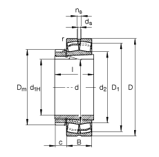 調心滾子軸承 21310-E1-K + H310, 根據 DIN 635-2 標準的主要尺寸, 帶錐孔和緊定套