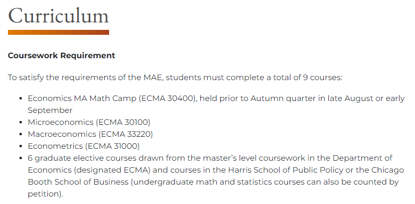 芝加哥大學經濟學文學碩士信息 芝加哥大學經濟學文學碩士信息